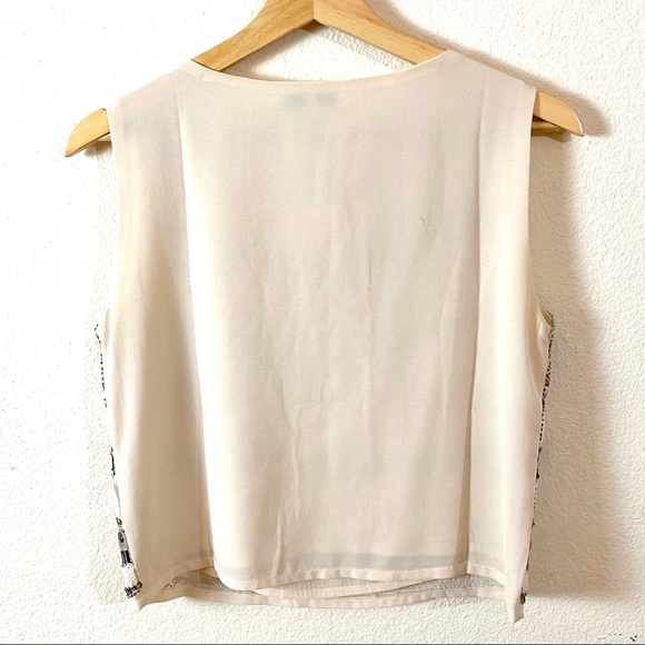 Endless Rose Ivory Silver Sequin Boho Blouse Top S - Picture 5 of 6